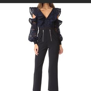 NWT Self-Portrait Camo Frill Jumpsuit Size US 4